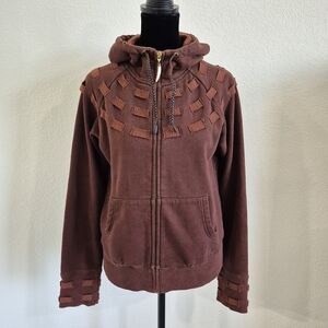 Brown Zip Up Hoodie with Special Setails